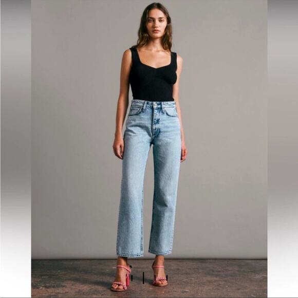 Rag and Bone NWOT 24 alex straight leg high rise jeans button fly Venice wash - Picture 1 of 14